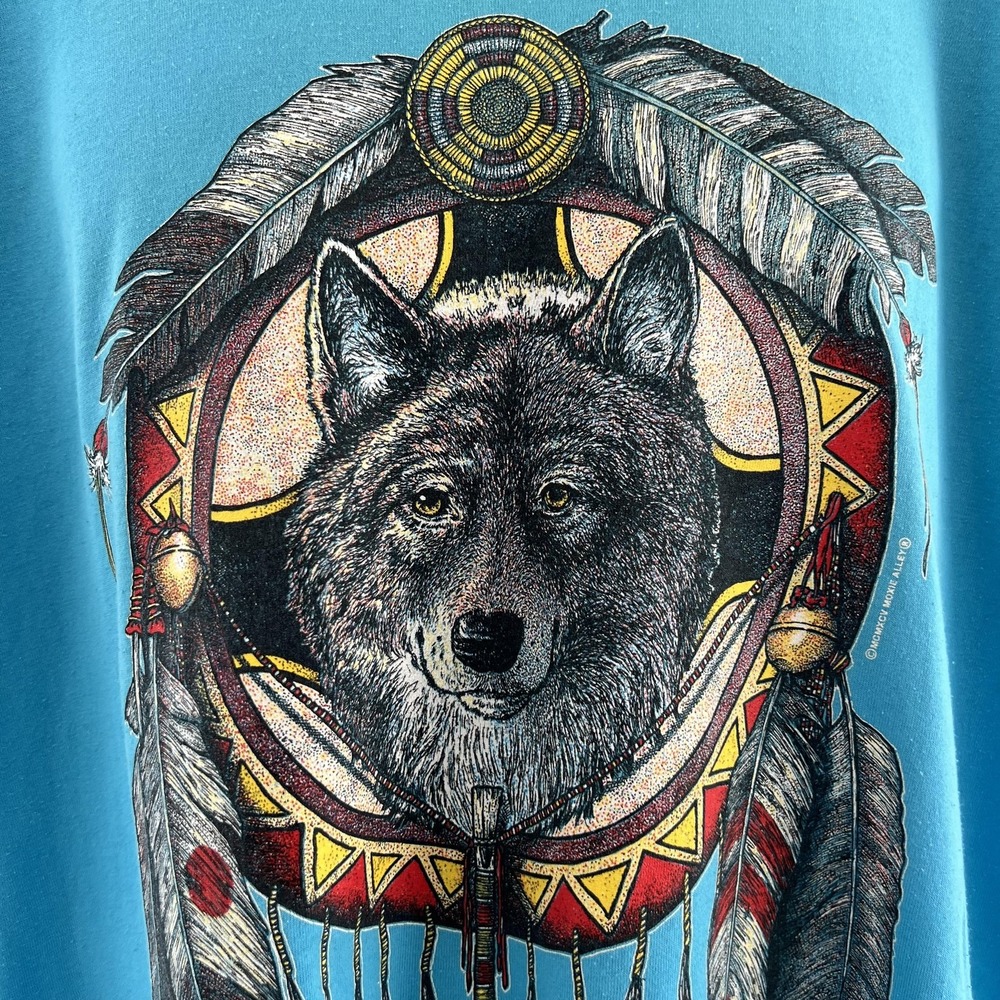 Vintage Wolf Dreamcatcher Shirt Mens 2XL New Hampshire Native Graphic 90s Tee - Picture 7 of 15